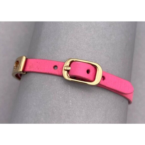 Stella & Dot Strength Bracelet Pink Leather Gold Buckle Elephants - Picture 6 of 6